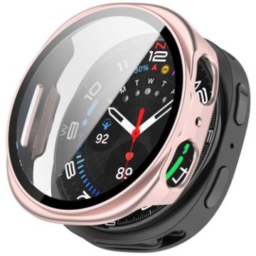 Samsung Galaxy Watch 8 44mm Frosted Pink PC Case with Tempered Film - 1