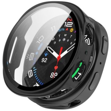 Samsung Galaxy Watch 8 40mm Glossy Black PC Case with Tempered Film - 1
