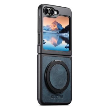 Samsung Galaxy Z Flip5 Suteni G3 Oil Wax 360 Holder MagSafe Case Blue - 1