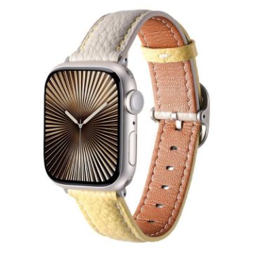 Genuine Leather Watch Band for Apple Watch 42/41/40/38mm - Trench Gray Yellow - 1
