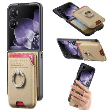 Xiaomi Mix Flip Khaki Twill Fabric Card Bag Ring Magnetic Phone Case - 1