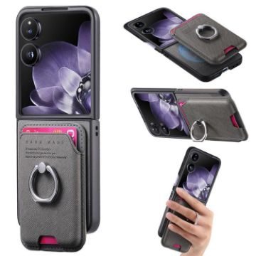 Xiaomi Mix Flip Gray Twill Fabric Card Bag Ring Magnetic Phone Case - 1