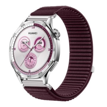 20mm Plum Woven Nylon Hook & Loop Fastener Watch Band - 1