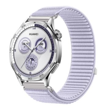 22mm Hyacinth Purple Woven Nylon Hook & Loop Fastener Watch Band - 1
