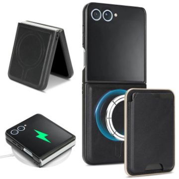 Samsung Galaxy Z Flip7 Kalebol MagSafe Leather Phone Case (Black) - 1