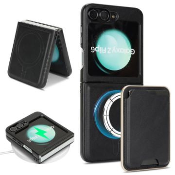 Samsung Galaxy Z Flip6 Kalebol MagSafe Leather Phone Case (Black) - 1