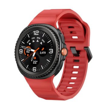 Samsung Galaxy Watch 8 40mm/44mm Red Silicone Band Wave Black Buckle - 1
