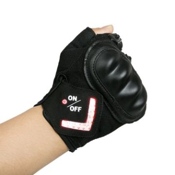 XXL Black Automatic Induction Turn Signal Riding Warning Light Gloves - 1