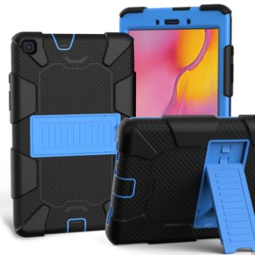 Galaxy Tab A8.0 2019 T290 Shockproof Silicone Case with Holder Black+Blue - 1