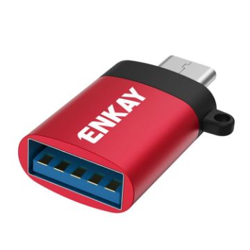 ENKAY ENK-AT101 Red USB-C to USB 3.0 OTG Data Adapter Converter - 1