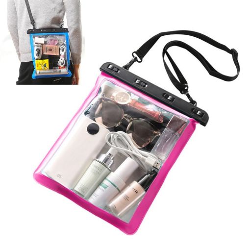 Rose Red Waterproof Transparent Bag for Phone & Small Items - Outdoor Use - 1