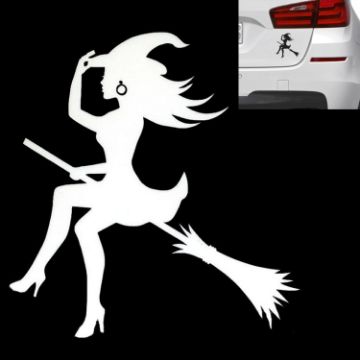Sexy Witch Fashion Car Sticker Vinyl Decals, 15x14cm Silver Decor - 1