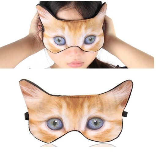 3D Cat Eye Mask - Shading Sleeping Cartoon Animal Printed Eye Mask - 1