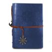 Vintage Pirate Anchors PU Leather Spiral Notebook Diary, Size L, Blue - 1