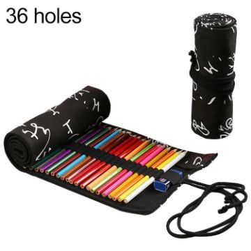 Calligraphy Canvas Roll Pencil Case - 36 Holes Student Pen Bag Pouch - 1