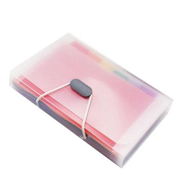 A6 13-Grid Expanding File Folder with Buckle & Lanyard - Multicolor - 1