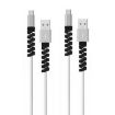 Silicone Data Cable Protective Cover - 4pcs Spiral Style (Black) - 1