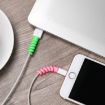 Silicone Data Cable Protective Cover - 4pcs Spiral Style Pink Winder - 5