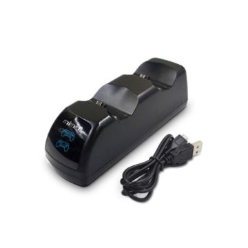 PS4 Wireless Controller USB Dual Charger Dock with LED Indicator (Black) - 1