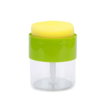 Green Kitchen Detergent Press Bottle with Dish Brush and Soap Box - 1