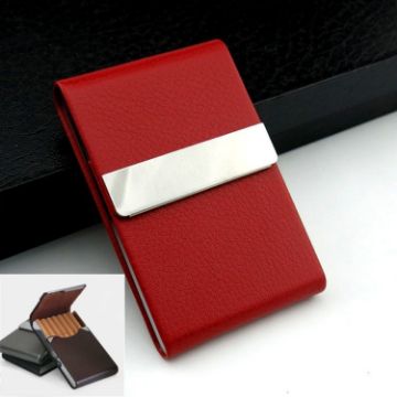 Red PU Cigarette Pack Business Card Holder - Thin Case for Men & Women - 1