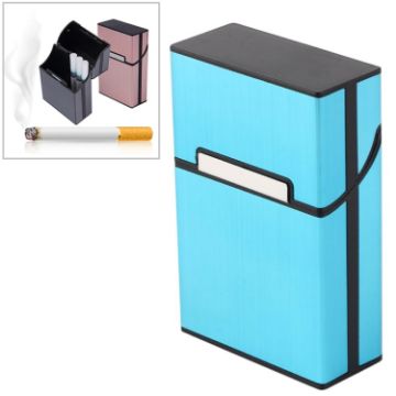 Blue Aluminum Cigar Cigarette Case Tobacco Holder Pocket Box Storage - 1