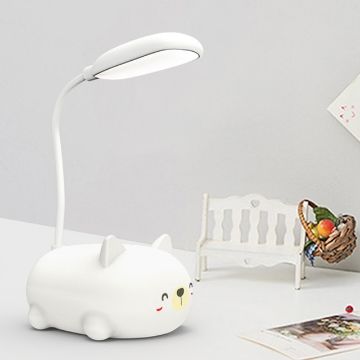 LED Eye Protection Reading Lamp - Cartoon Cat Design, USB Rechargeable, White - 1