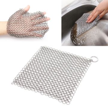 Stainless Steel Cast Iron Cleaner Pot Brush, 44" Kitchen Scrubber Tool - 1