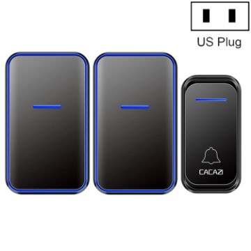 CACAZI A68-2 Wireless Doorbell, One to Two, US Plug, Black - 1