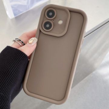 iPhone 16 Shockproof TPU Case - Frosted Coffee Frame, Precise Hole - 1