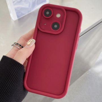iPhone 14 Shockproof Wine Red TPU Case - Frosted Frame, Precise Hole - 1