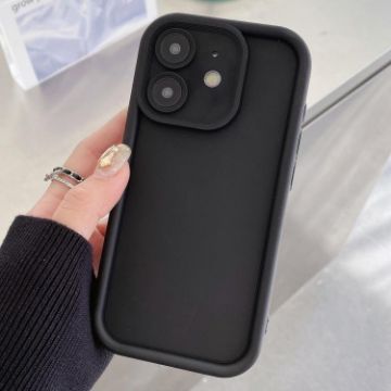 iPhone 12 Shockproof TPU Case - Black Frosted Frame with Precise Holes - 1