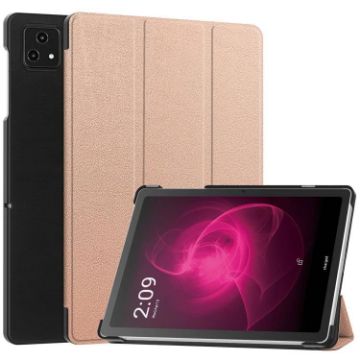 T-Mobile REVVL Tab 5G Rose Gold Leather Tablet Case with 3-Fold Holder - 1