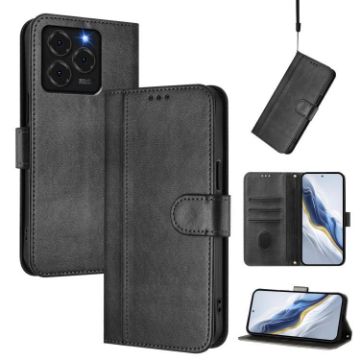 Ulefone Note 20 Pro Retro Leather Phone Case - Black, Line Splicing Buckle - 1