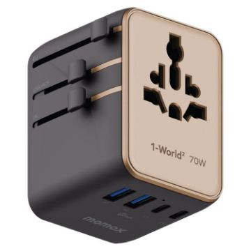 MOMAX UA22 70W Dual AC GaN Travel Charger - Desert Gold - 1