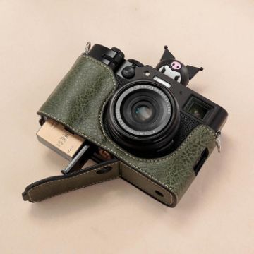 FUJIFILM X100VI Green Buffalo Texture PU Leather Camera Half Case - 1
