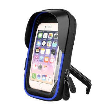 Blue Waterproof Mountain Bike & Motorcycle Phone Holder with Shade - 1