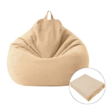 Khaki Lazy Sofa Bean Bag Chair Cover, 70x80cm Fabric - 1