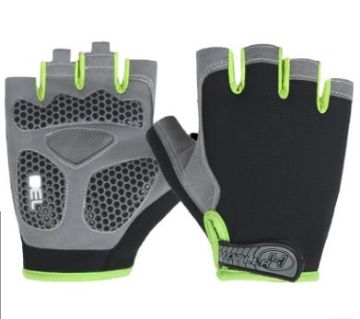 Cycling Shock Absorbing Anti-Slip Half-Finger Gloves, Size M (Black+Green) - 1