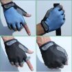 Cycling Shock Absorbing Anti-Slip Half-Finger Gloves, Size L (Grey) - 3