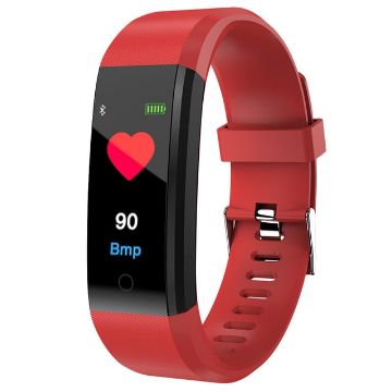 ID115 Plus Smart Bracelet: Heart Rate, Blood Pressure, Pedometer (Red) - 1