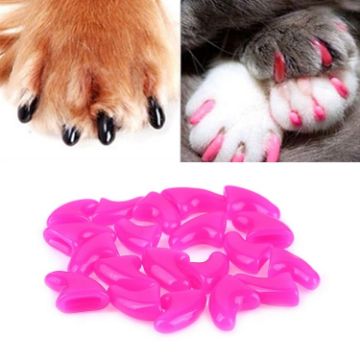 Silicone Cat Nail Caps - 20 PCS, Size S, Rose Red, Soft Pet Protectors - 1