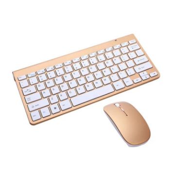 Mini Wireless Keyboard Mouse Set - USB External for Notebook/Desktop, Tyrant Gold - 1