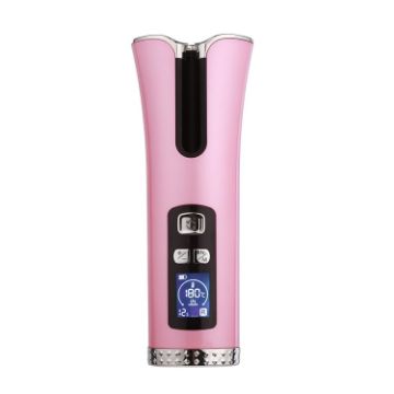 Portable Wireless USB Rotating Curling Iron - Pink, Travel-Friendly - 1