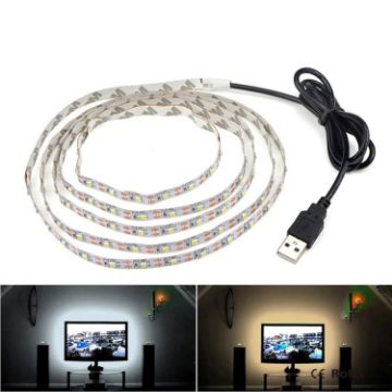 USB Power SMD 2835 Epoxy LED Strip Light 1m White for TV Decor - 1