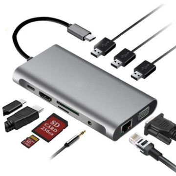 10 in 1 Type-C Docking Station with PD Fast Charging HUB - 1