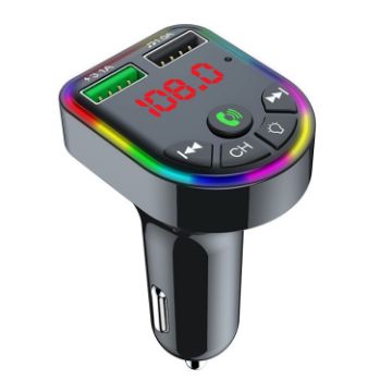 F5 Car FM Transmitter Bluetooth MP3 Player with Colorful Light - 1