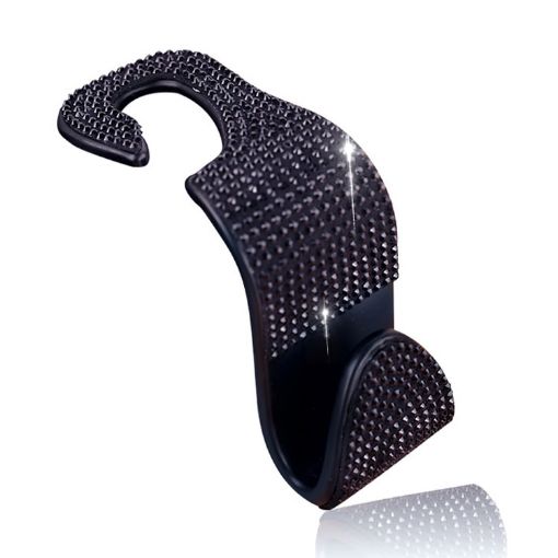 Car Rear Seat Hooks - 3 PCS Multi-Function Diamond-Studded, Black - 1