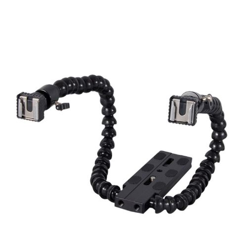 Dual Arm Hot Shoe Flash Bracket Mount Holder - Flexible Design - 1
