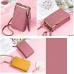Ladies Pink Mobile Phone Shoulder Bag - H2107 Pebbled Zipper Wallet - 6
